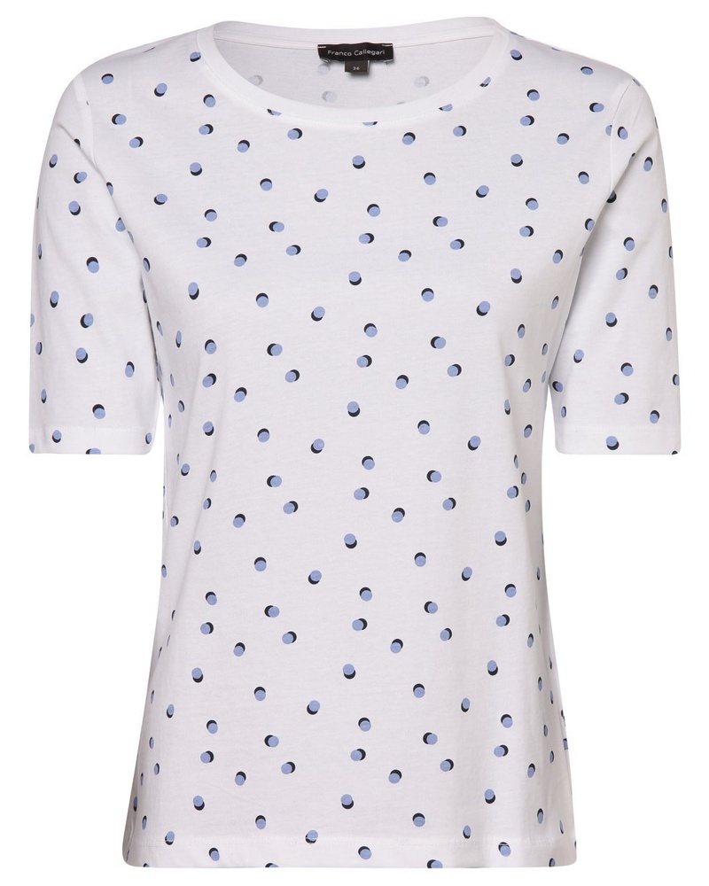 Franco Callegari Damen T-Shirt Baumwolle weiß gepunktet XN7659