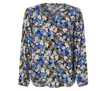 Blusenshirt  Viskose blau gemustert