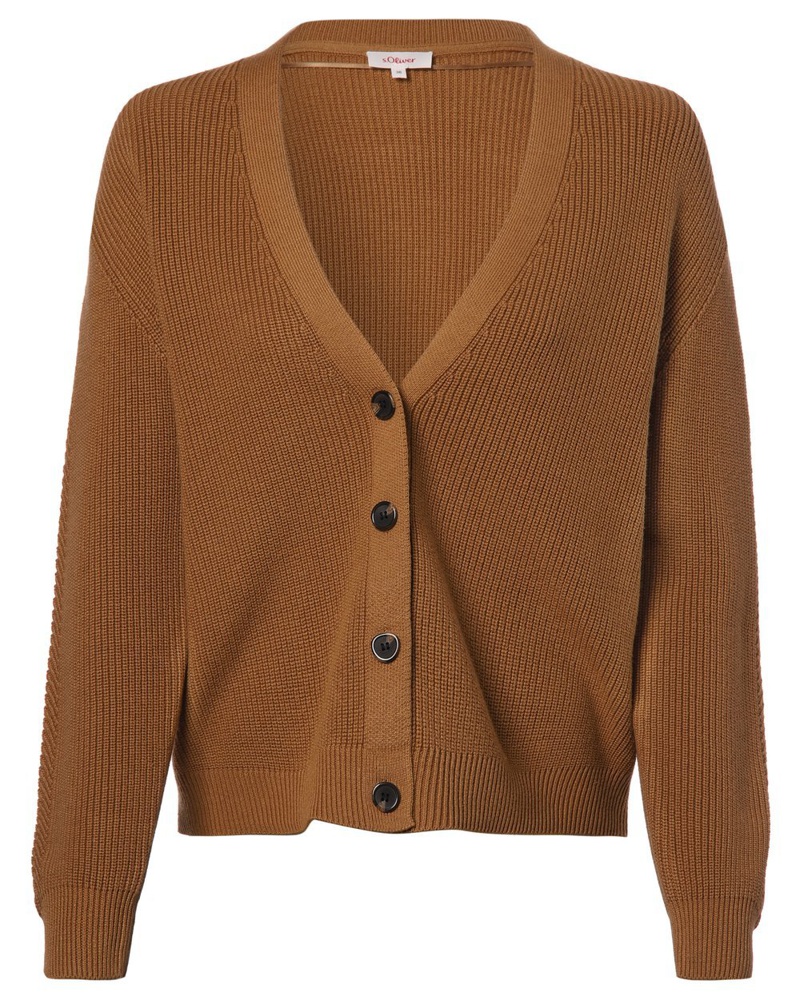 S.Oliver Damen Strickjacke Baumwolle camel