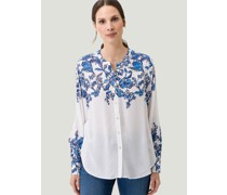 Bluse  Viskose blau gemustert