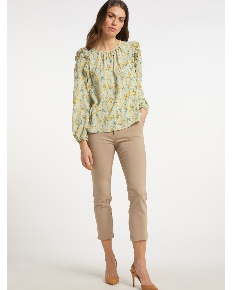 Usha Damen Bluse mit Blütenprint grün bedruckt
