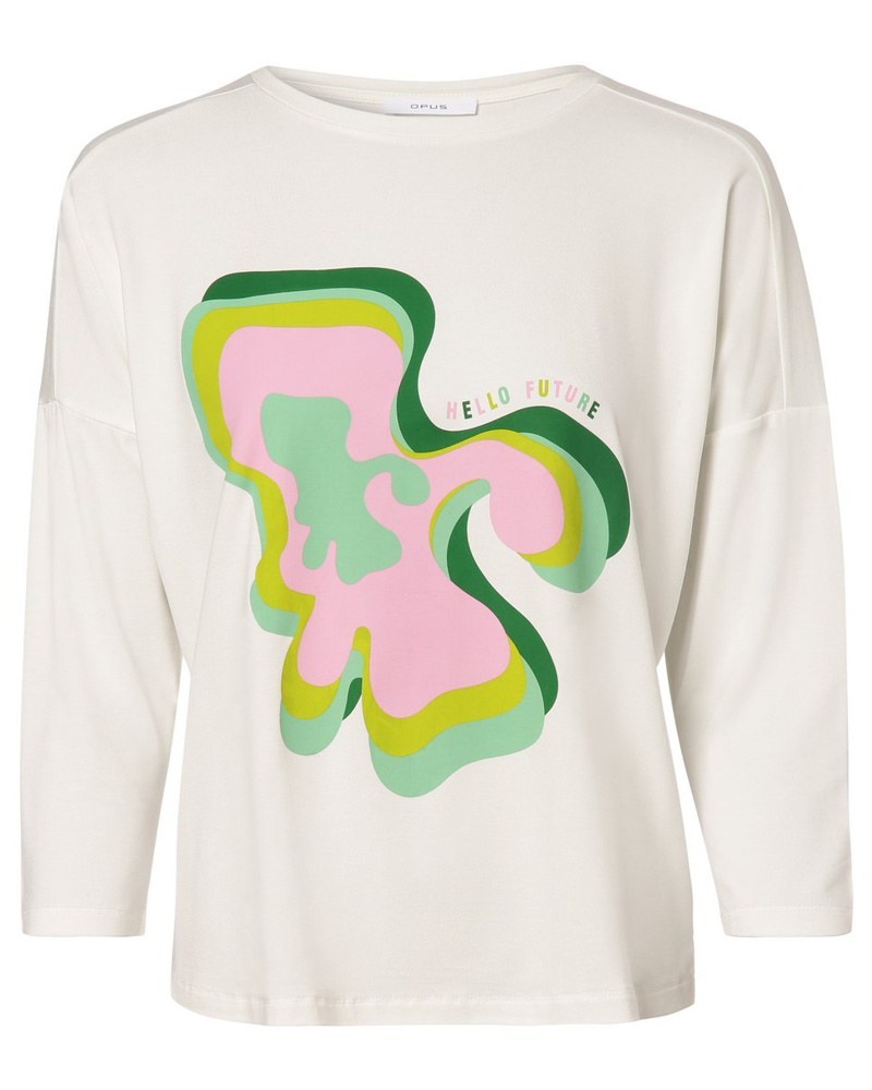 OPUS Damen Langarmshirt Jersey ecru bedruckt