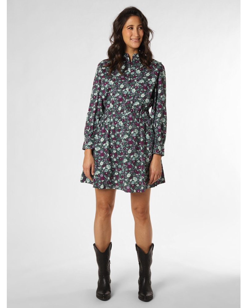 Marc O'Polo Damen Kleid Baumwolle grün gemustert