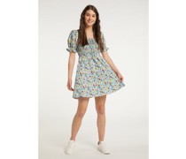 Sommerkleid  Baumwolle blau gemustert