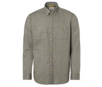 Hemd mit Leinen-Anteil  Regular Fit Baumwolle schilf Button-Down