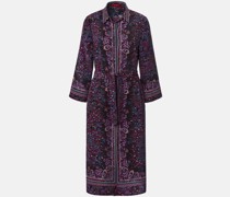 Abendkleid  Seide purple gemustert