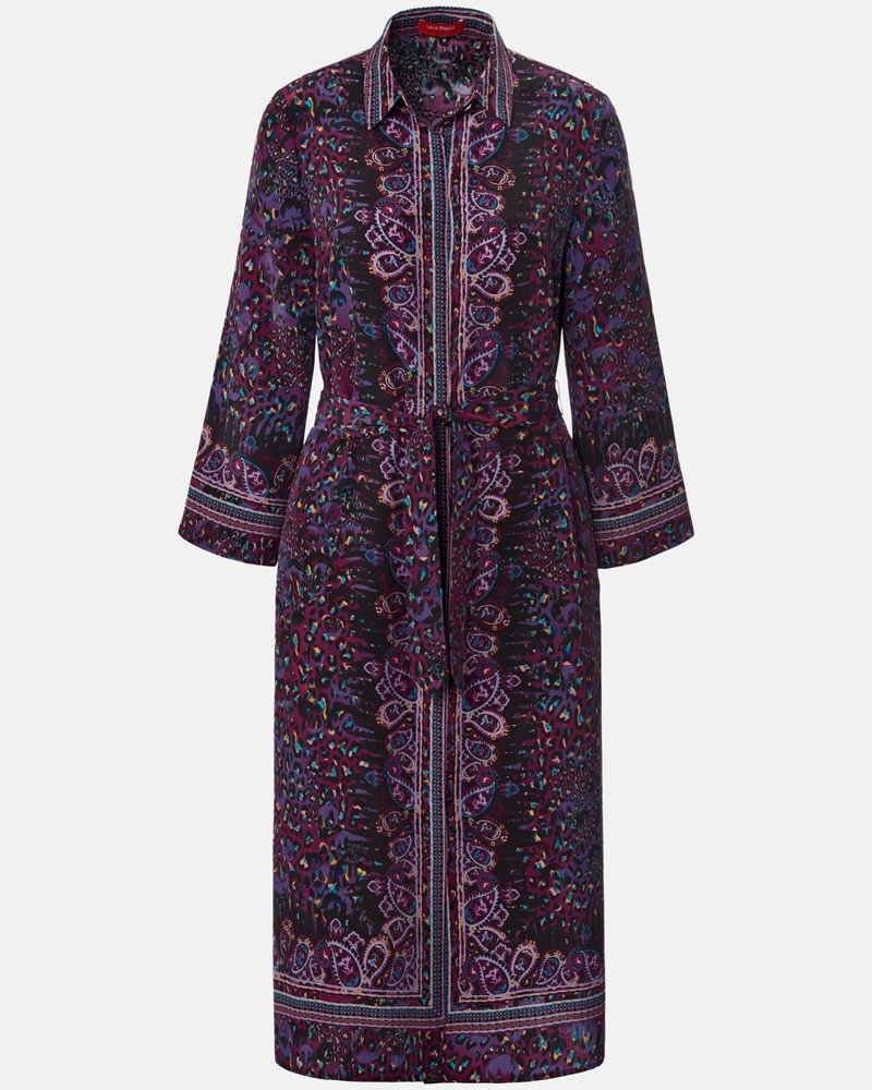 Laura Biagiotti Damen Abendkleid Seide purple gemustert