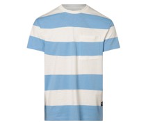 T-Shirt  Baumwolle blau gestreift