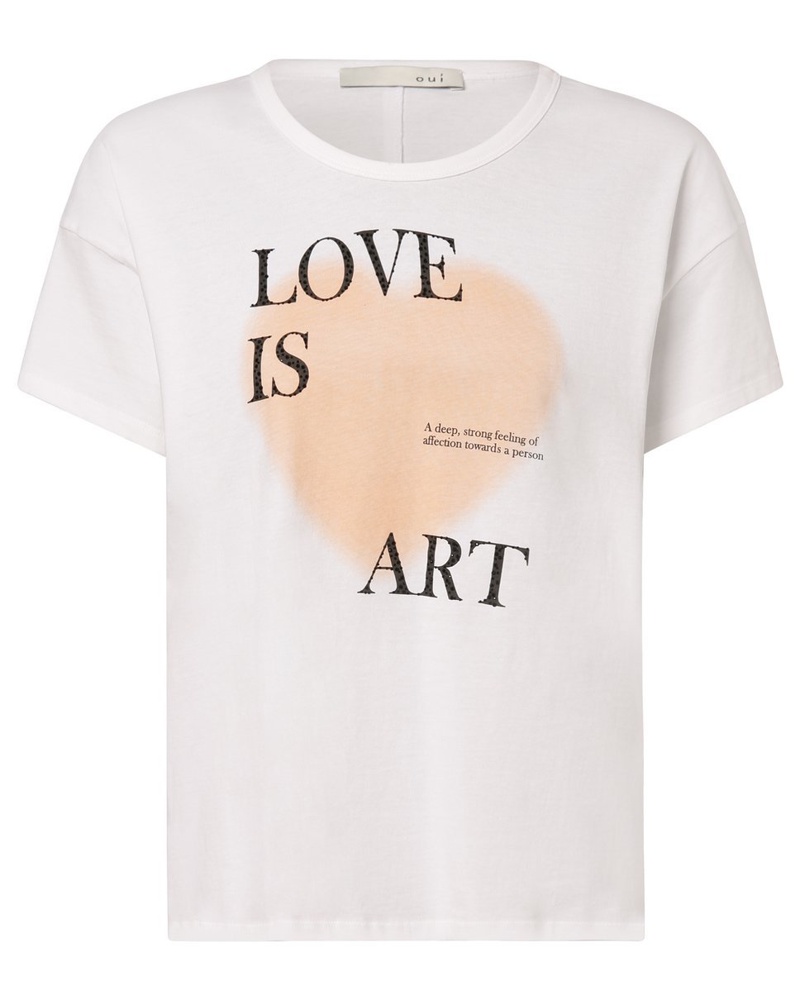 Oui Damen T-Shirt Baumwolle bedruckt