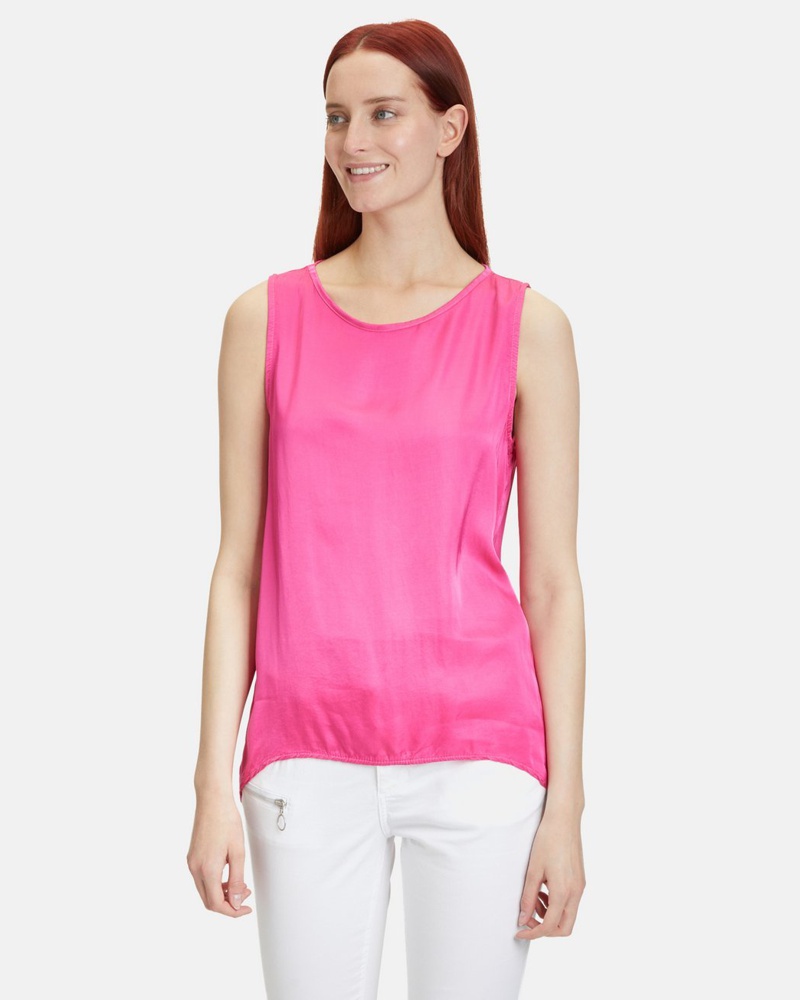 Cartoon Damen Blusentop Viskose pink