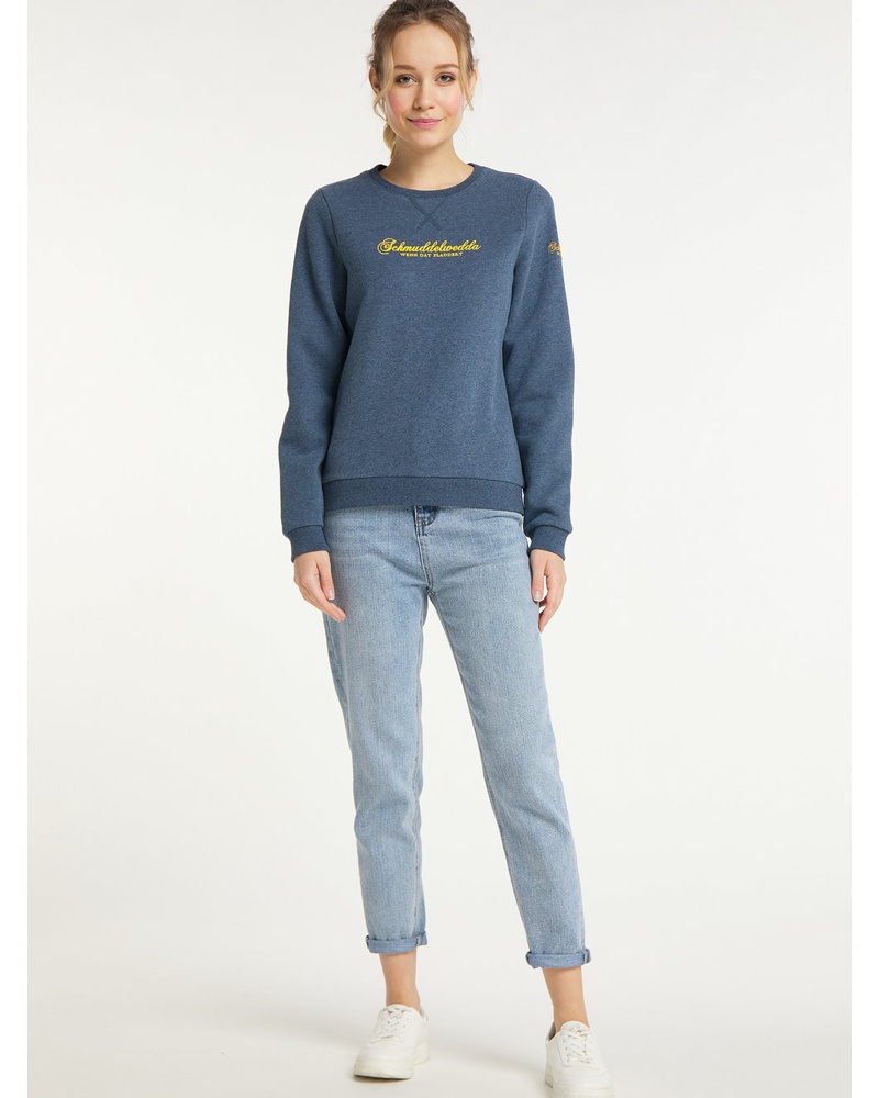 Schmuddelwedda Damen Sweatpullover Baumwolle marine bedruckt