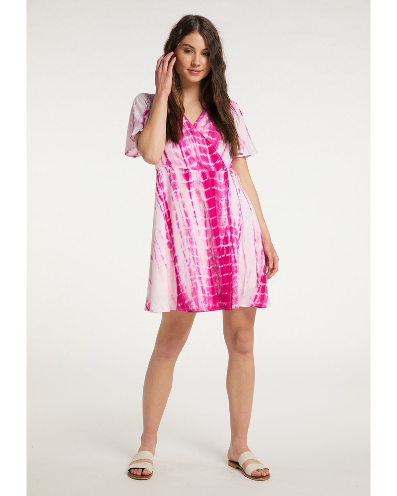 IZIA Damen Sommerkleid Viskose pink gemustert