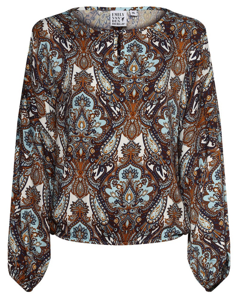 Emily van den Bergh Damen Bluse Viskose blau gemustert