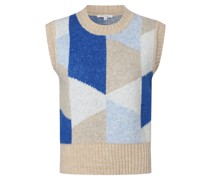 Pullunder mit Alpaka-Anteil  beige gemustert