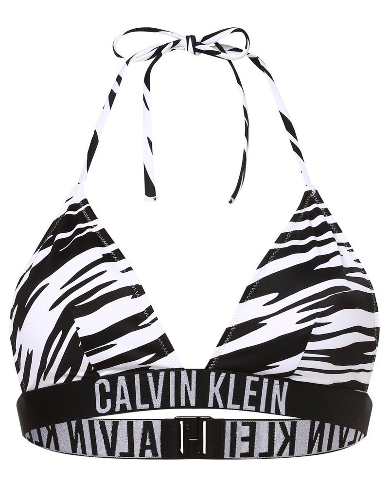 Calvin Klein Damen Bikini-Top Mikrofaser schwarz gemustert