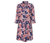 Leinenkleid  indigo gemustert