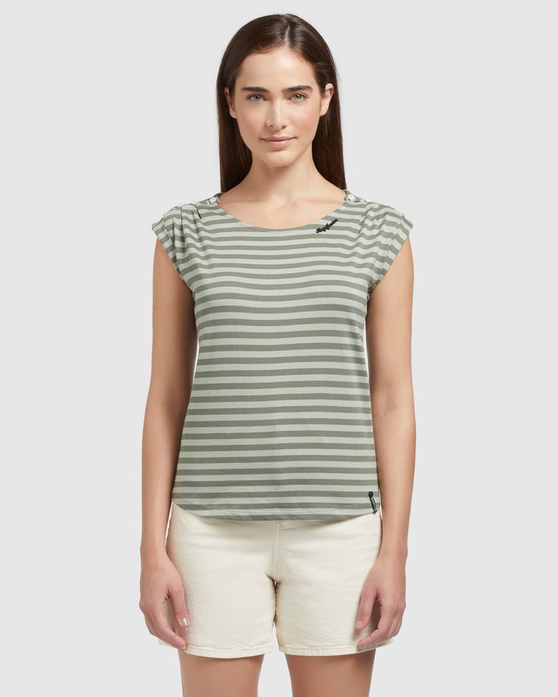 khujo Damen T-Shirt Baumwolle gestreift