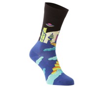 Feinstrick-Socken  blau gemustert