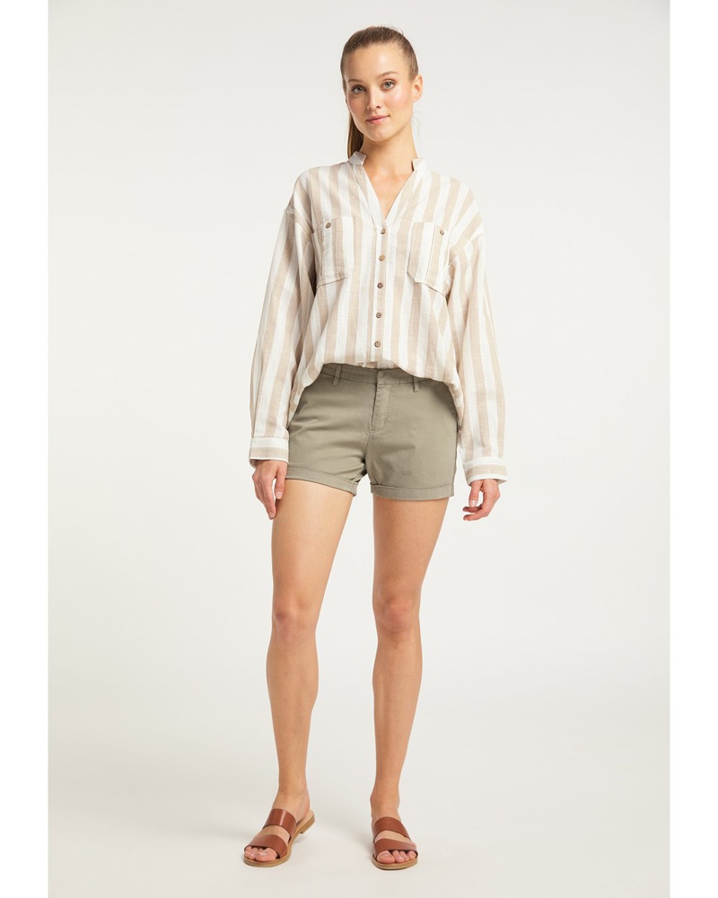 DreiMaster Damen Shorts Baumwolle khaki