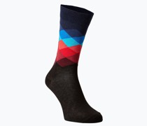 Feinstrick-Socken  Baumwolle schwarz kariert