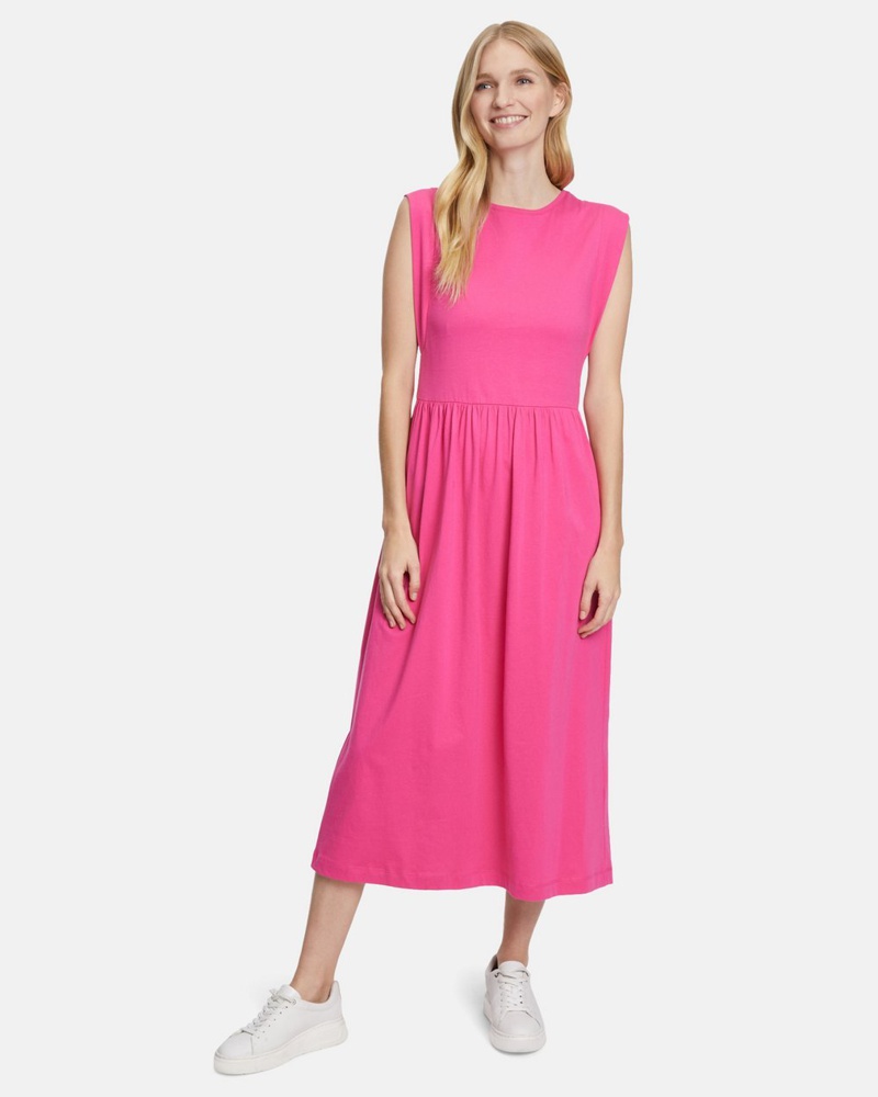 Cartoon Damen Sommerkleid Baumwolle fuchsia