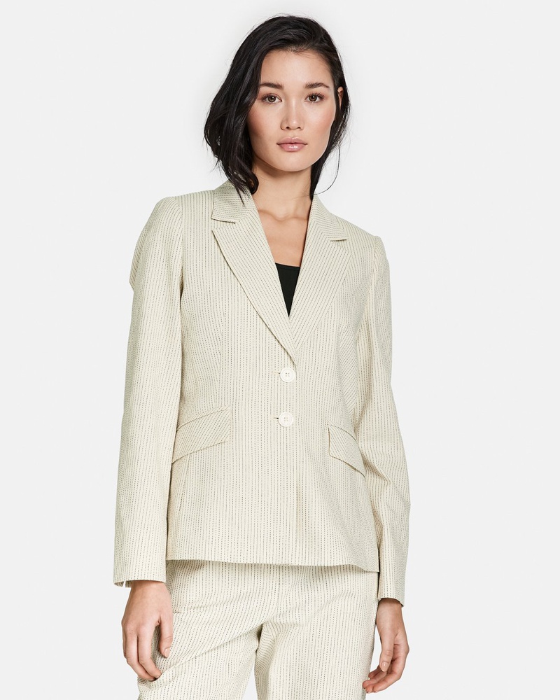 Taifun Damen Blazer Baumwolle gestreift