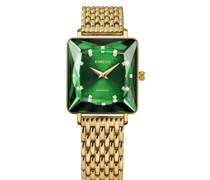 Schweizer Uhr  Metall grün gemustert