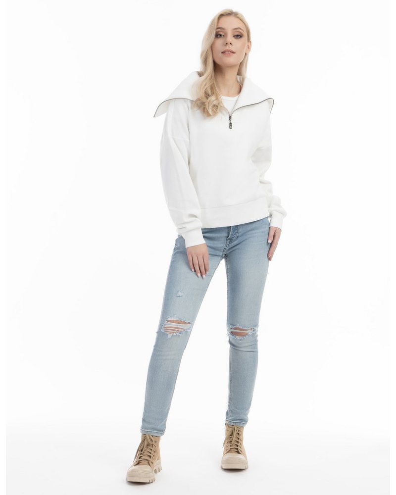 DreiMaster Damen Oversize Troyer-Sweater Baumwolle