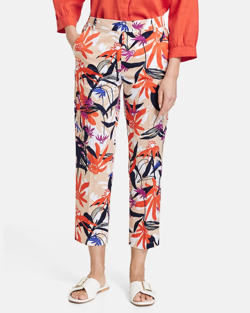 Gerry Weber Damen 7/8 Hose Baumwolle gemustert