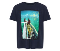 T-Shirt  Baumwolle marine bedruckt