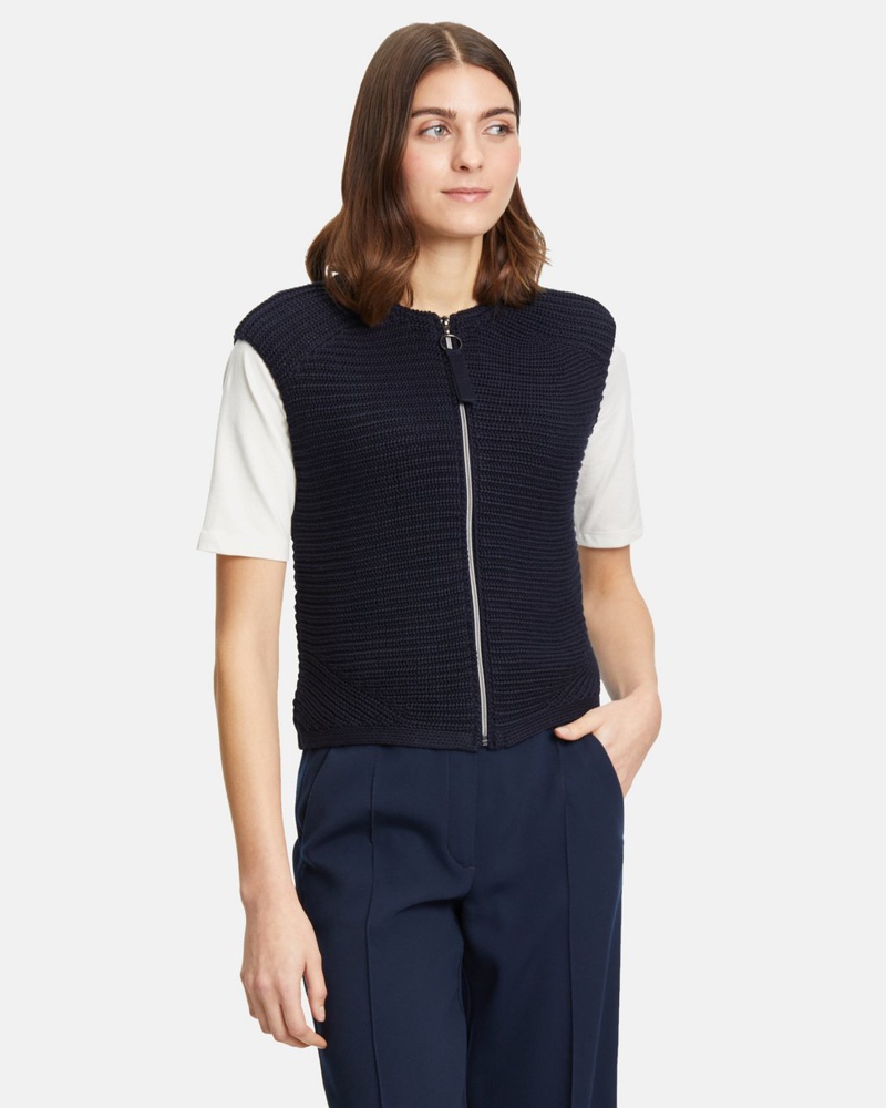 Betty Barclay Damen Grobstrickjacke Baumwolle marine