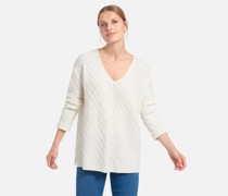 Strick-V-Pullover  Schurwolle  kariert