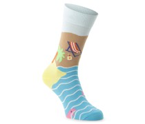 Feinstrick-Socken  aqua gemustert