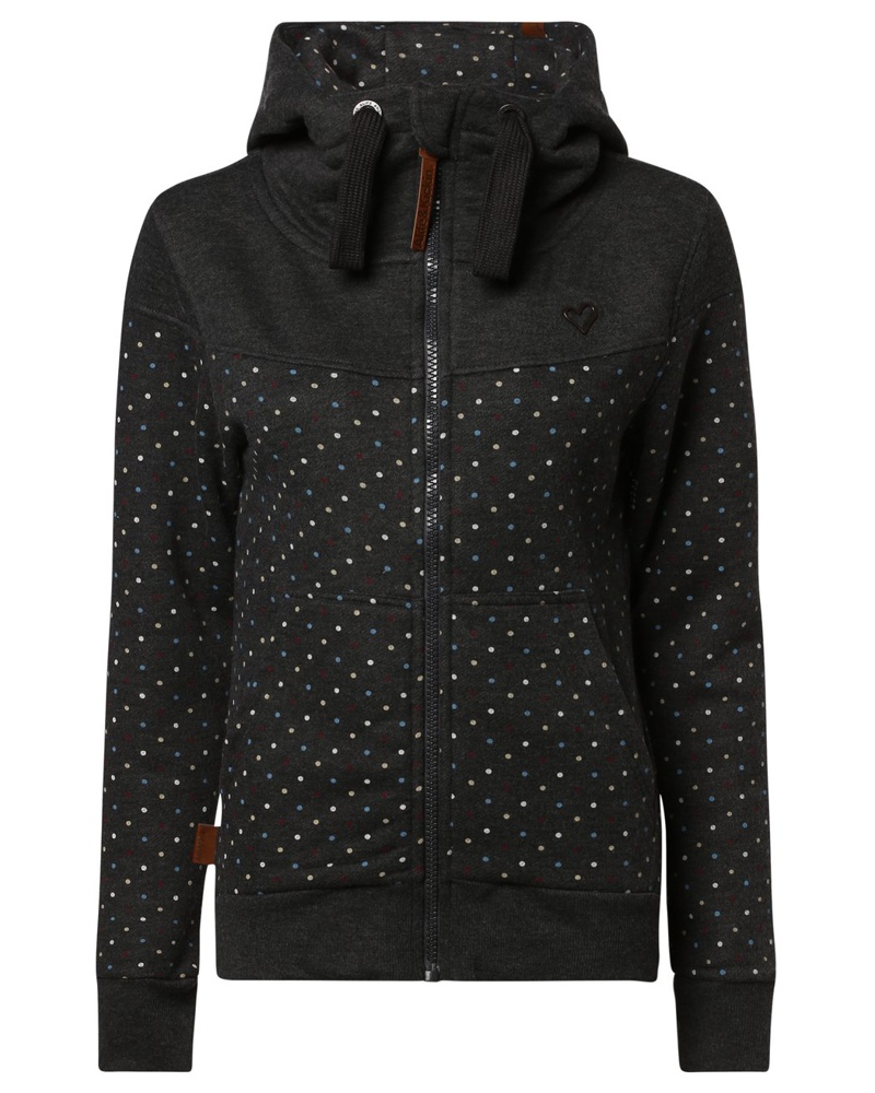 Alife and Kickin Damen Kapuzenjacke Baumwolle anthrazit gepunktet