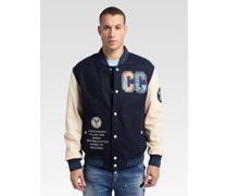 Collegejacke   Wolle weiß gemustert