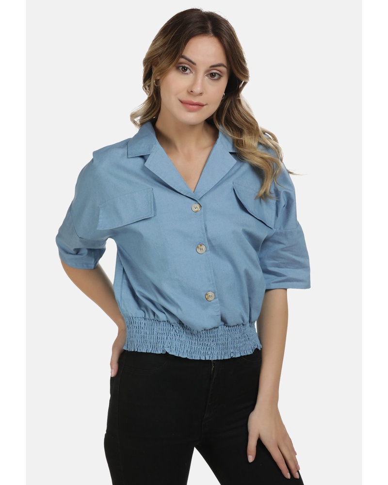 DreiMaster Damen Bluse Baumwolle meliert
