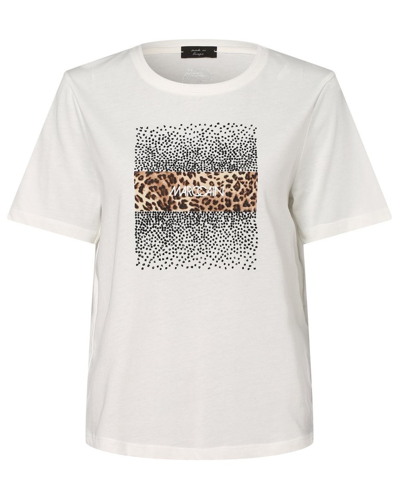 Marc Cain Damen T-Shirt Baumwolle weiß bedruckt Marc Cain Damen T-Shirt Baumwolle weiß bedruckt