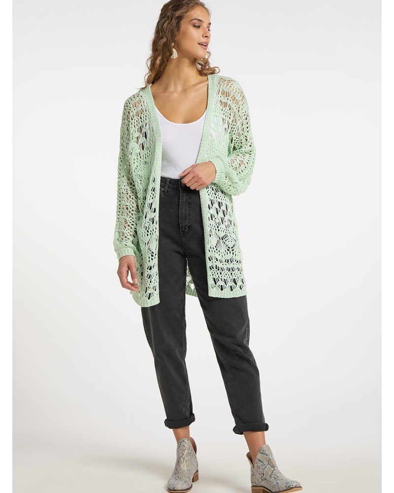 IZIA Damen Häkeljacke Baumwolle mint