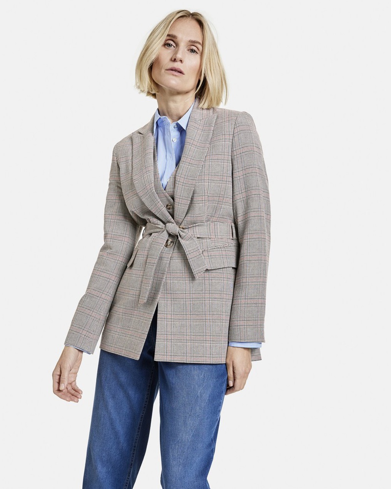 Gerry Weber Damen Blazer Viskose marine kariert