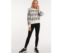 Strickpullover  hellgrau kariert