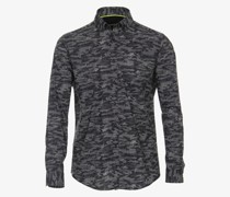 Freizeithemd  Modern Fit Baumwolle  gemustert Button-Down