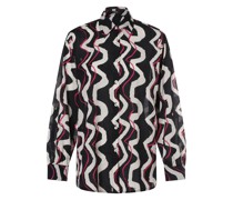 Bluse  Baumwolle schwarz gemustert