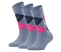 Socken 3er Pack  Baumwolle  kariert