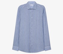 Leinenhemd  Regular Fit hell gestreift