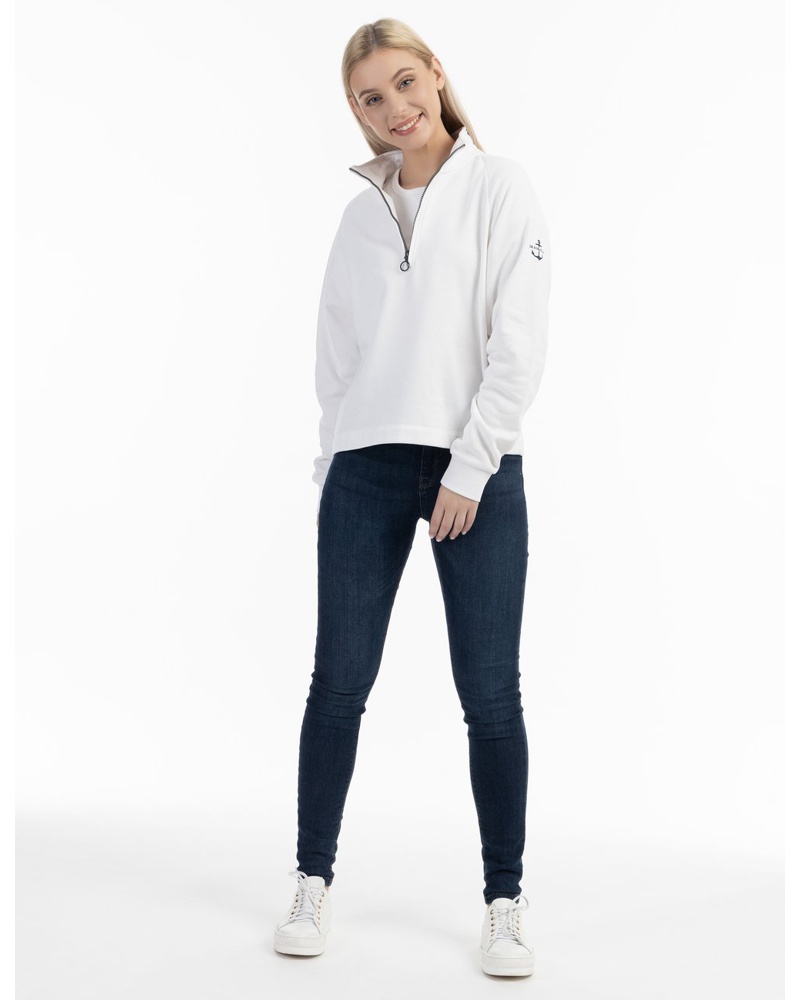 DreiMaster Damen Sweatshirt-Troyer Baumwolle ecru