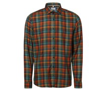 Hemd  Slim Fit Baumwolle orange kariert Kent