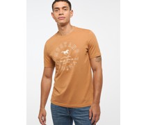 T-Shirt  Baumwolle camel bedruckt