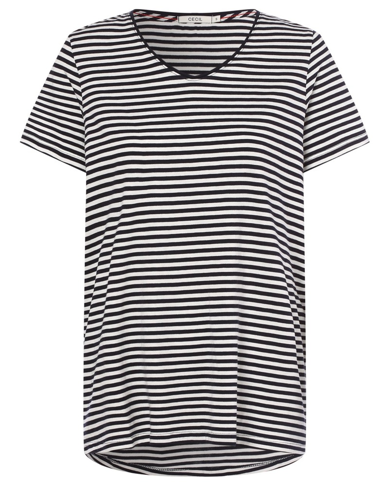 CECIL Damen T-Shirt Bauwolle arine gestreift