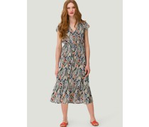 Midikleid  Viskose blau gemustert