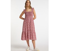 Gesmoktes Midi-Kleid   gemustert